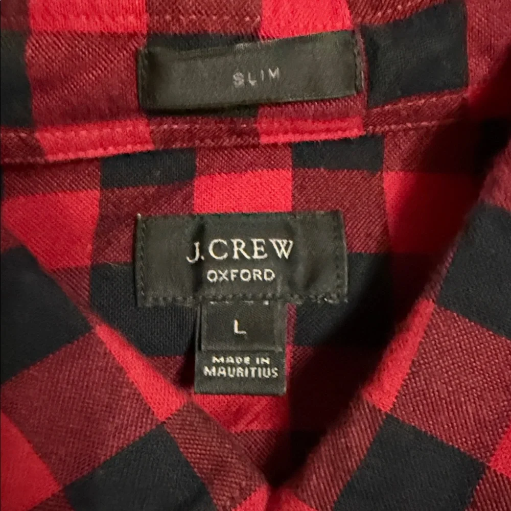 J. Crew Red and Black Plaid Oxford Shirt EXCELLENT CONDITION